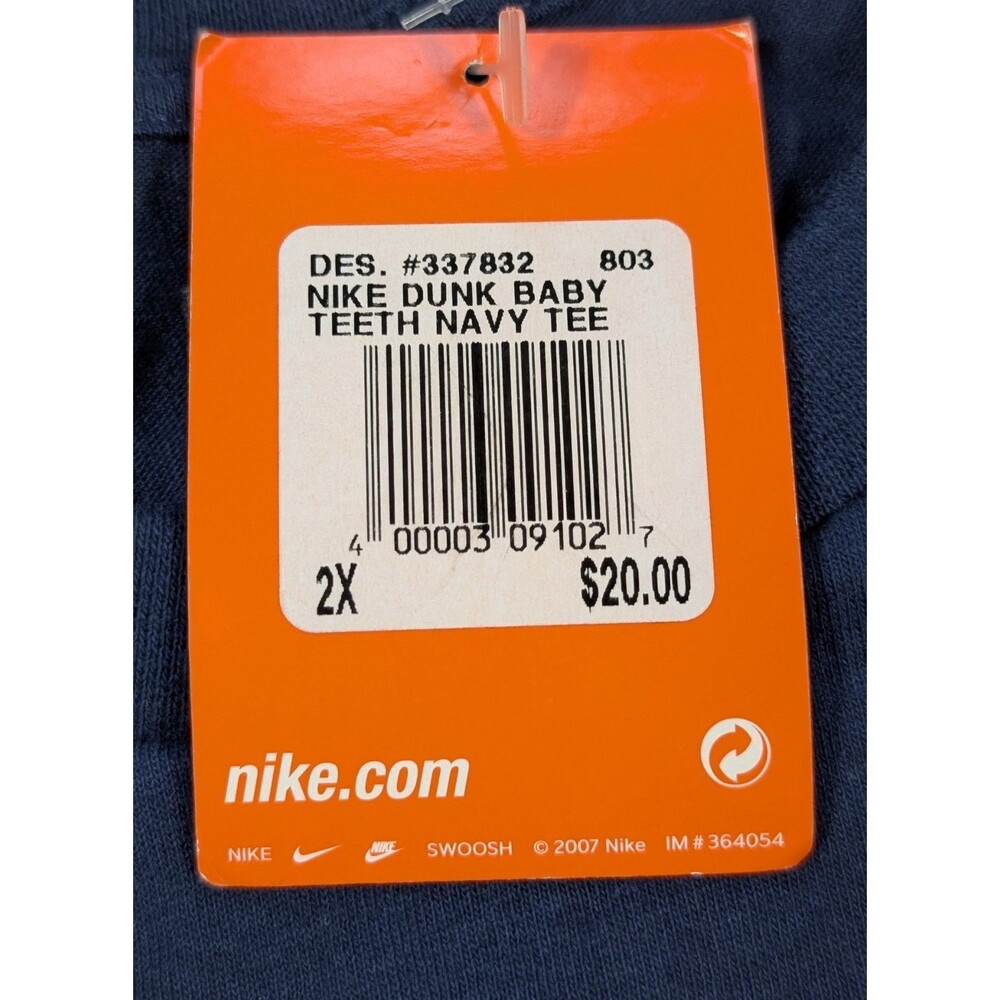 NEW Nike 2007 Dunk Baby Teeth Navy Blue Tee 2XL T-Shirt - Picture 2 of 5